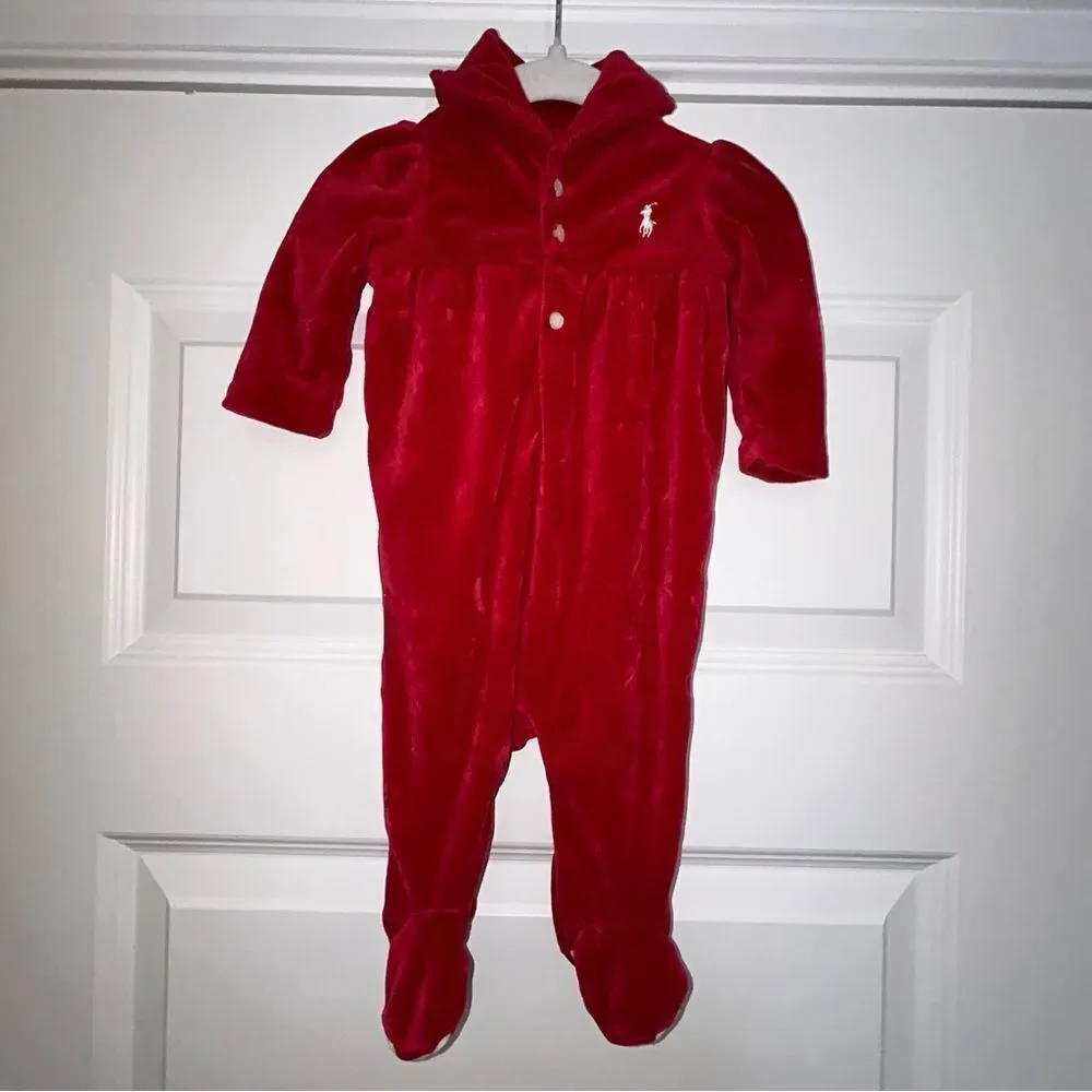 Ralph Lauren Velour One Piece Footed Sleep Wear
